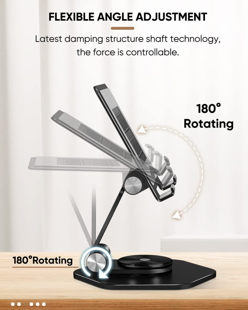 [Australia - AusPower] - SOJUNER Swivel Tablet Stand, Tablet Holder for iPad with 360 Rotating Base, Aluminum Foldable Desktop Stand Holder Compatible with All Tablet Such as iPad Pro 12.9,11,10.5,9.7, Black Black rotating type 