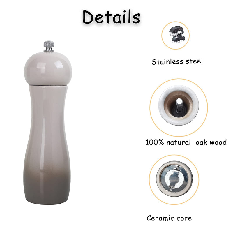 [Australia - AusPower] - High Quality Oak Wood Salt and Pepper Grinder set with Cleaning Brush, Adjustable Coarseness and Refillable Sea Salt and Pepper with Ceramic Core, Mills Shakers for Kitchen Restaurant-Pack of 2 