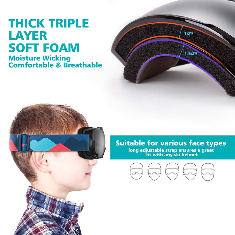 [Australia - AusPower] - OutdoorMaster Kids Ski Goggles, Snowboard Goggles - Youth Snow Goggles A0-midnight 