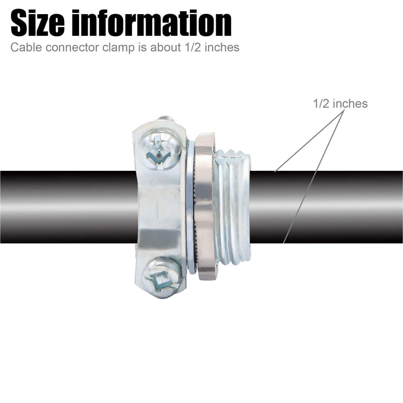 [Australia - AusPower] - Fuzbaxy 12pcs 1/2Inch Clamp Type Cable Connectors for Metallic Conduit Protect Cables Silver-Zinc 1/2 Inch-12pcs 