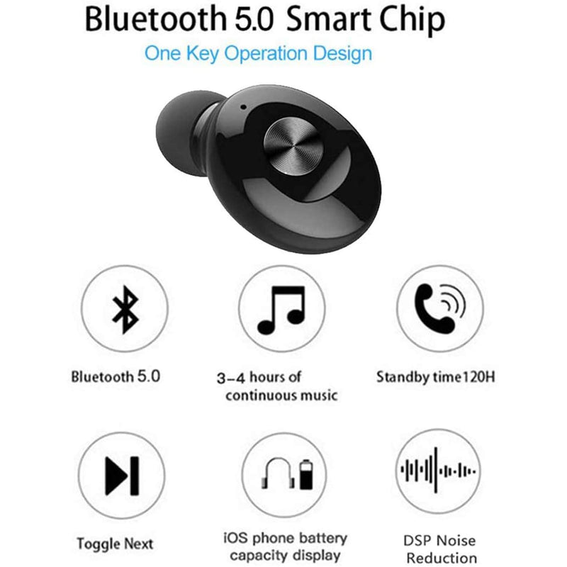 [Australia - AusPower] - Mini Bluetooth Earbud,IULONEE Wireless Sport Earphone Portable Earpiece V5.0 Small Invisible Headphone IPX5 Waterproof HiFi 3D Stereo Car Bluetooth Headset with Microphone for Cell Phone(1PC, Black) 