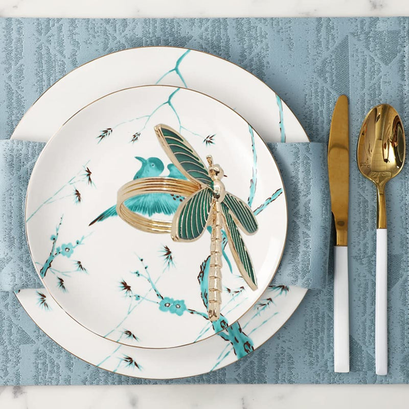 [Australia - AusPower] - CPELLESSE 6 Pack Gold Napkin Ring Dragonfly Napkin Rings Holders Insect Napkin Rings Buckle for Thanksgiving,Christmas, Family Gather, Table Decoration Rings (Green) Green 