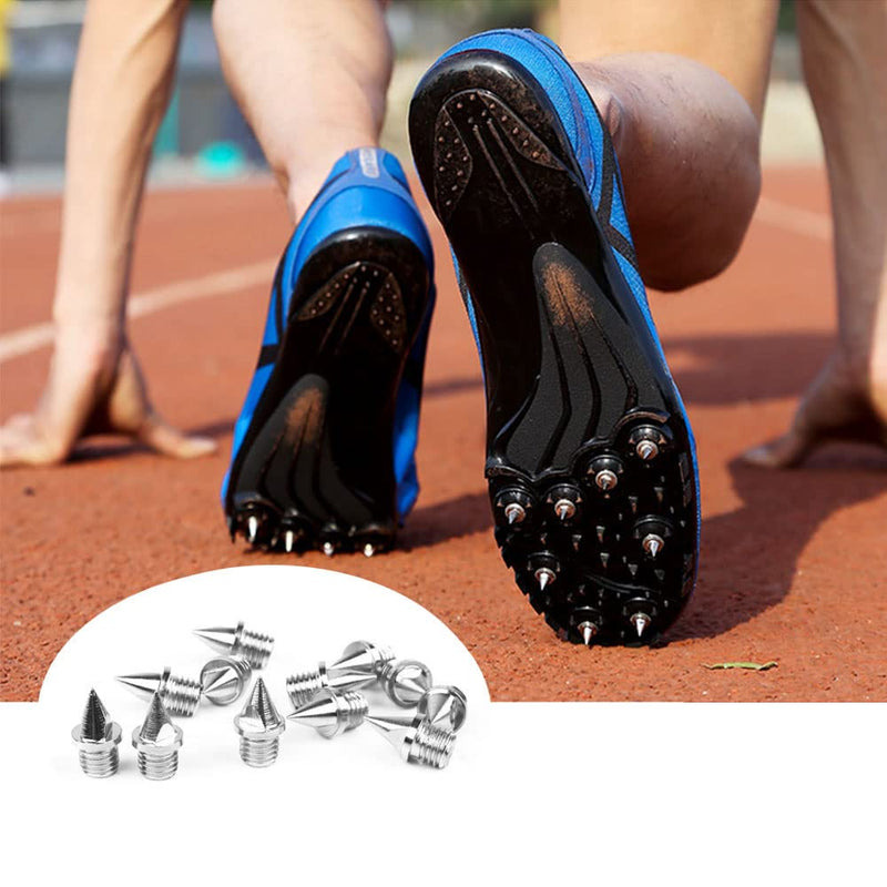 [Australia - AusPower] - 1/4 Inch Track Spikes, 110pcs Stainless Steel Pyramid Shoe Spikes with Spike Wrench for Track and Cross Country,Replacement Spikes for Sprint Sports Short Running Shoes Silver 