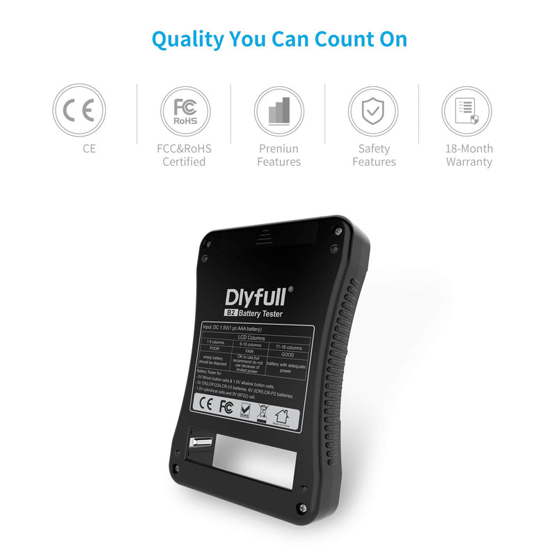 [Australia - AusPower] - Battery Tester, Dlyfull LCD Display Universal Battery Checker for AA AAA C D 9V CR2032 CR123A CR2 CRV3 2CR5 CRP2 1.5V/3V Button Cell Batteries, 1x AAA Batteries Included 