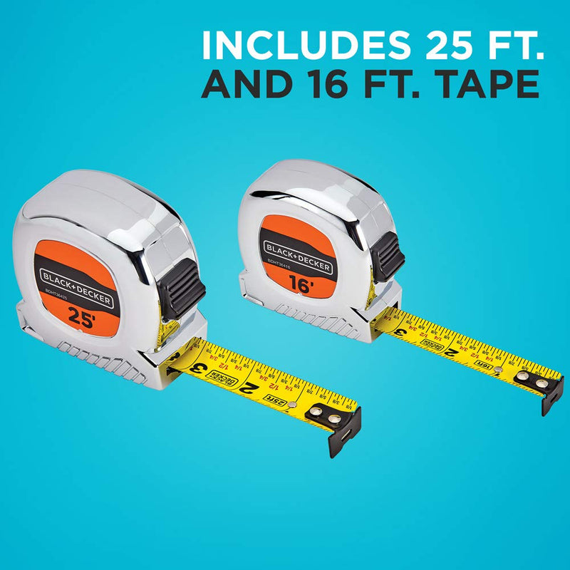 [Australia - AusPower] - beyond by BLACK+DECKER Tape Measure Bundle, 25-Foot & 16-Foot (BDHT36456AEV) 