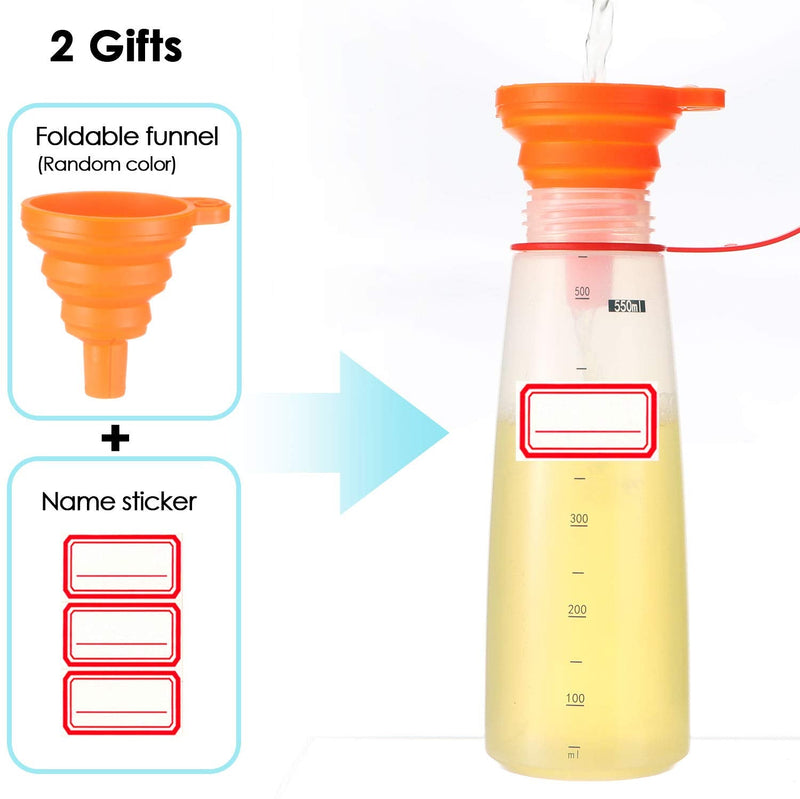 [Australia - AusPower] - Condiment Squeeze Bottle Wide Mouth, Ondiomn 2 Pack 550ml Clear Squeeze Bottles for Condiments, Paint, Ketchup, Mustard, Oil, Sauces, Resin, Baking, Cake Decorating, Cleaning, BPA Free-Food Grade 19 oz(550 ml) 
