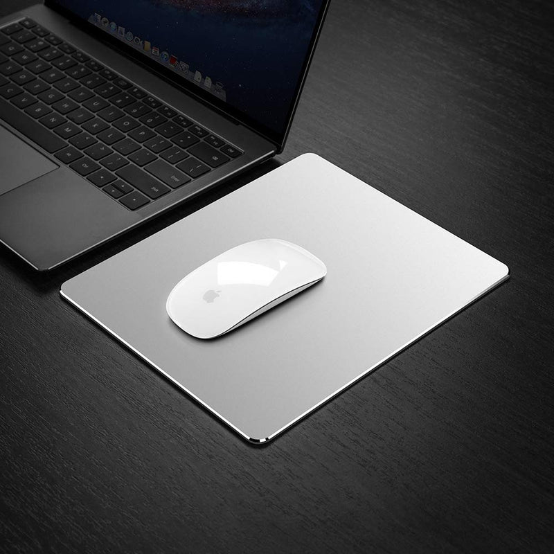 [Australia - AusPower] - Hard Silver Metal Aluminum Mouse Pad Mat Smooth Magic Ultra Thin Double Side Mouse Mat Waterproof Fast and Accurate Control for Gaming and Office(Small 9.05X7.08 Inch) Small 
