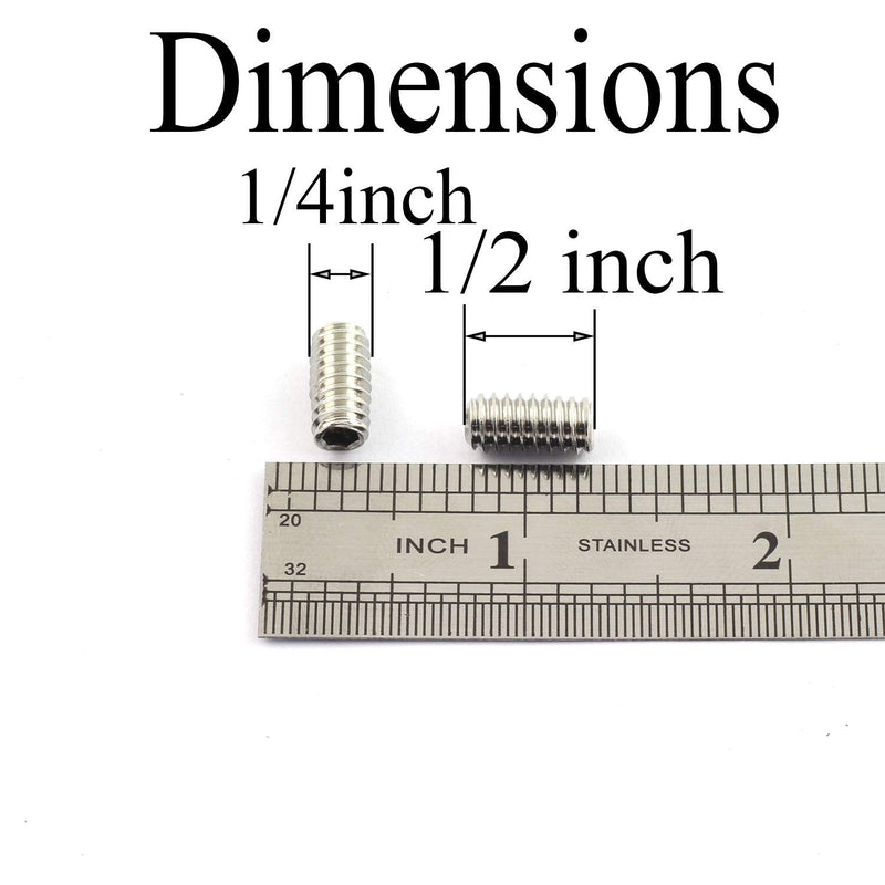 [Australia - AusPower] - RuiLing 25PCS 1/4-20x1/2" Hexagon Hex Socket Set Screws 304 Stainless Steel Full Thread Cup Point Grub Screws 25 1/4"-20x1/2" 