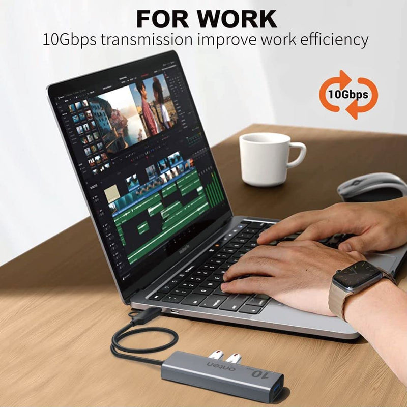 [Australia - AusPower] - Onten 10Gbps USB C Hub,USB C to USB C/A Adapter with USB3.2 GEN2 Speed. USB/USB C Splitter with 2*USBA(10G) 2*USB C(10G).4 Ports USB C Adapter e(Data Transfer only,Not Support Power and Monitor) 