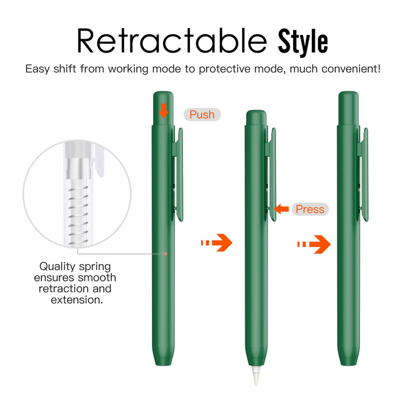 [Australia - AusPower] - MoKo Holder Case Fit Apple Pencil 1st Gen, Retractable Tip Cap Fit New iPad 10th Gen 2022, iPad 9th Gen 2021, iPad 8th Gen 2020 iPad 6th 9.7 2018, iPad Mini 5th Gen Pencil Sleeve, Midnight Green 