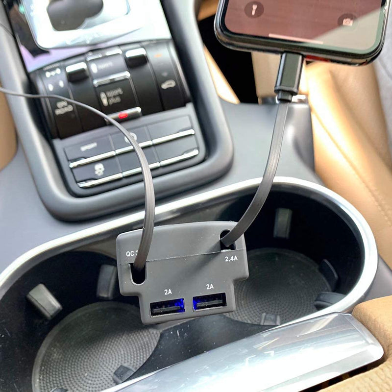 [Australia - AusPower] - Retractable Car Charger, Fast Charge 3.1A 47W, Retractable Cables (3Ft) and 2 USB Ports Car Charger Adapter, Compatible with iPhone & Android Cell Phones,Car Accessories Interior 