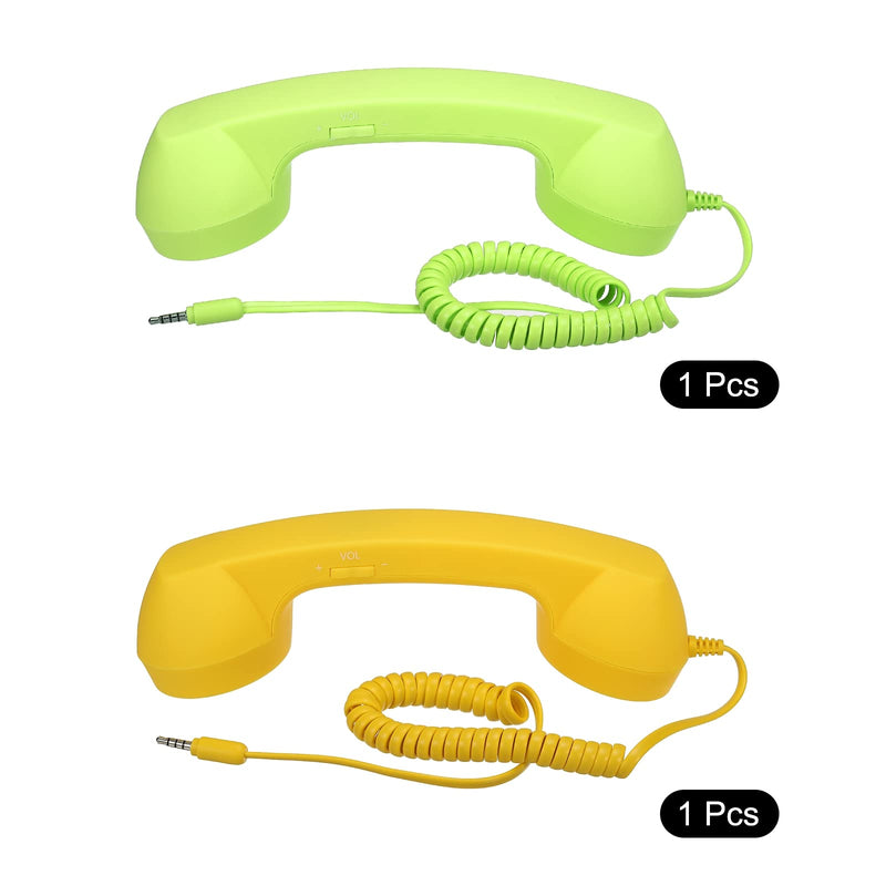 [Australia - AusPower] - MECCANIXITY 2 Pack 3.5mm Retro Telephone Handset Telephone Receiver MIC Microphone Speaker Anti Receivers for Microphone Speaker Yellow,Green 