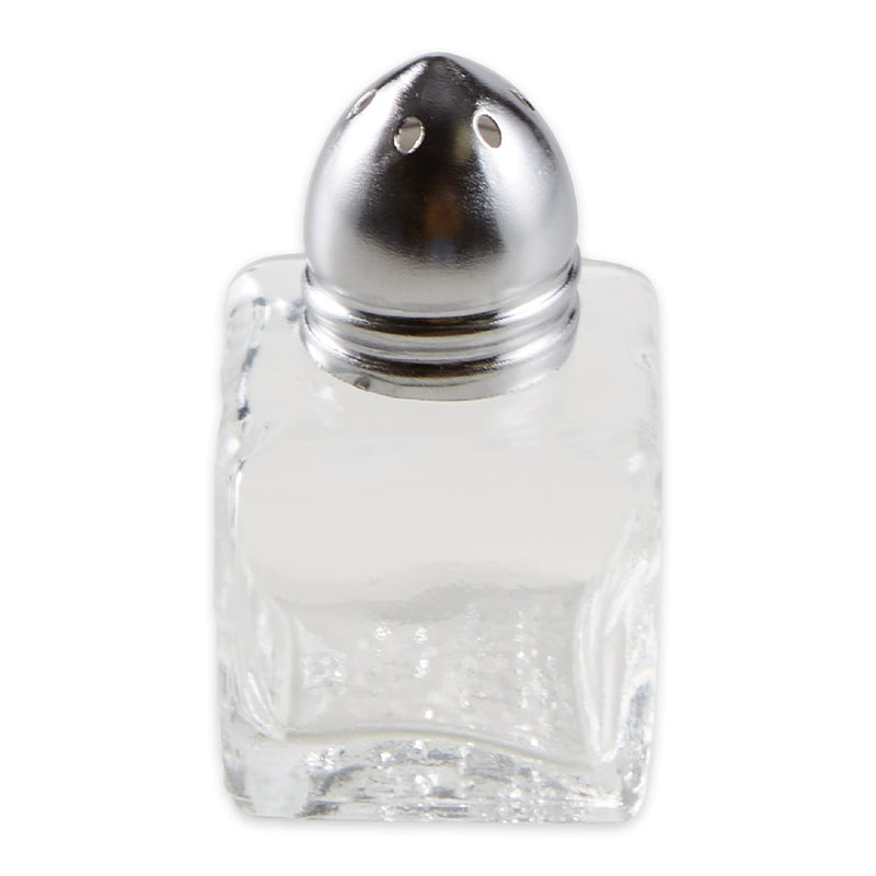 [Australia - AusPower] - RSVP International Mini Glass Salt & Pepper Set Holder Included, 12 Shakers, Chrome and Stainless Steel 