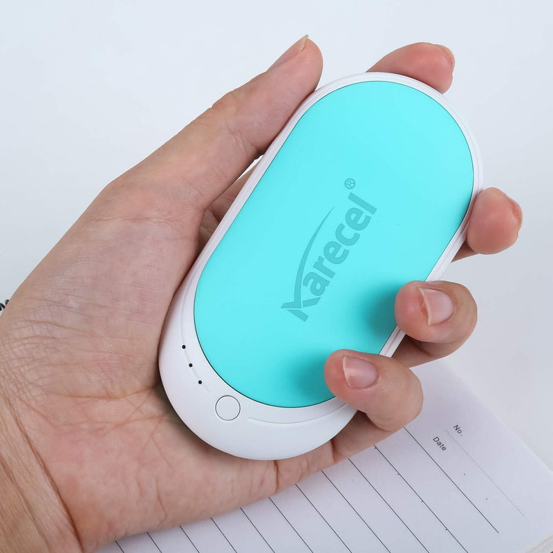 [Australia - AusPower] - Karecel Hand Warmers Rechargeable, USB Hand Warmer Reusable 5200mAh Powerbank Portable Heater Battery Hot Pocket Warmer Electric Handwarmers, Great Gifts for Men and Women in Cold Wether Winter Mint 