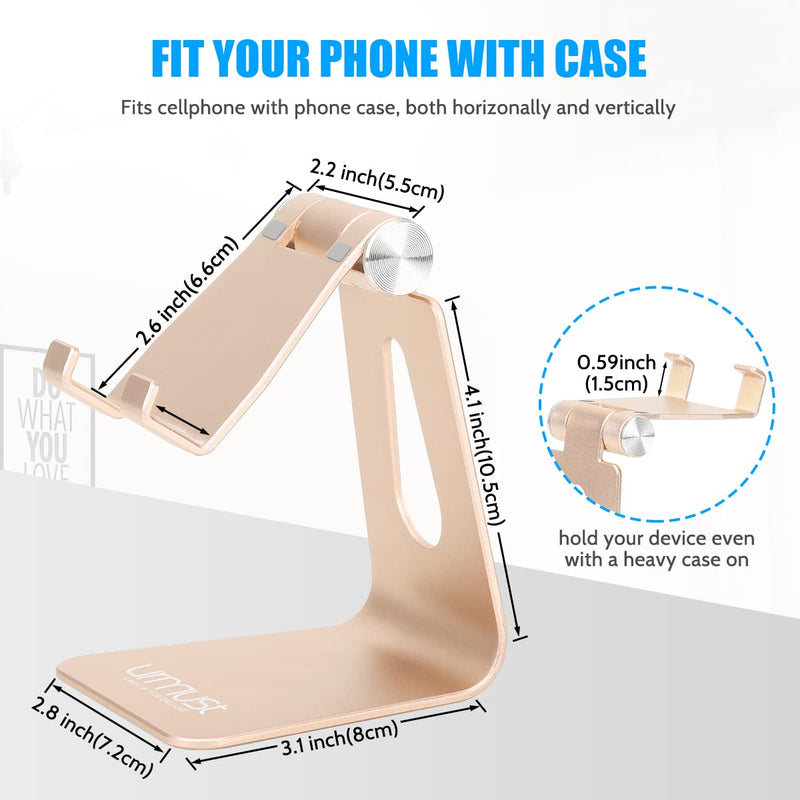 [Australia - AusPower] - Adjustable Cell Phone Stand Urmust Phone Stand for Desk Cradle, Dock, Holder Compatible with iPhone 13 12 11 Pro Max Xs XR 8 X 7 6 6S Plus SE 5 5S 5C(Light Gold) A-Light Gold 