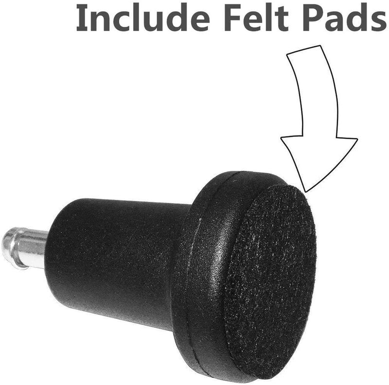 [Australia - AusPower] - Bell Glides Replacement Office Chair or Stool Swivel Caster Wheels to Fixed Stationary Castors, for Carpet High Profile Bell Glides with Separate Self Adhesive Felt Pads, Chair Feet Wheel Stopper 