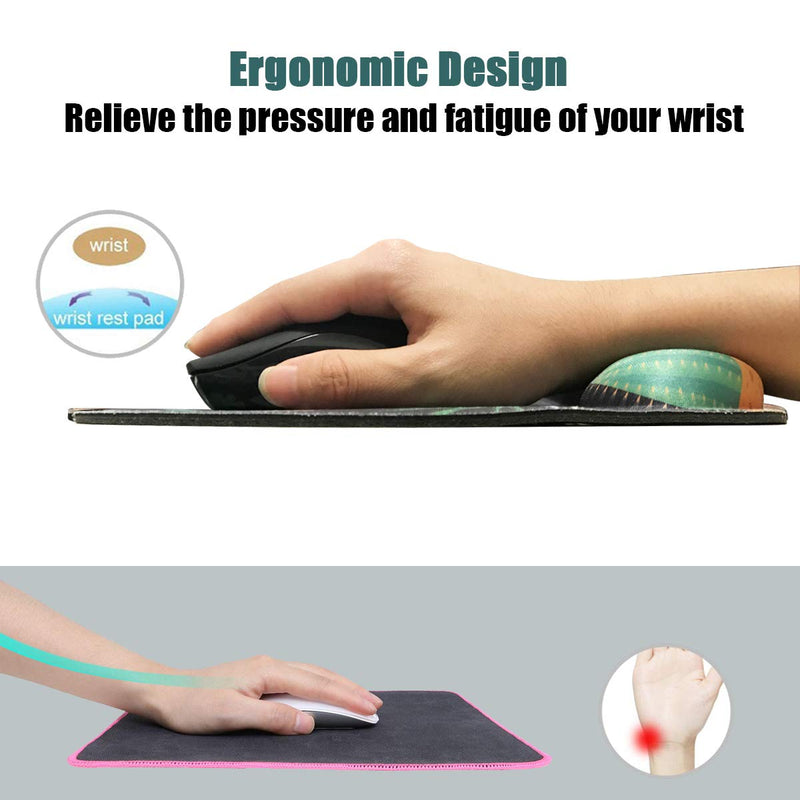 [Australia - AusPower] - Ergonomic Mouse Pad with Wrist Support,Dooke Cute Wrist Pad with Non-Slip Rubber Base for Computer, Laptop, Home Office Gaming, Working, Easy Typing & Pain Relief Cactus Green/Black Cactus 