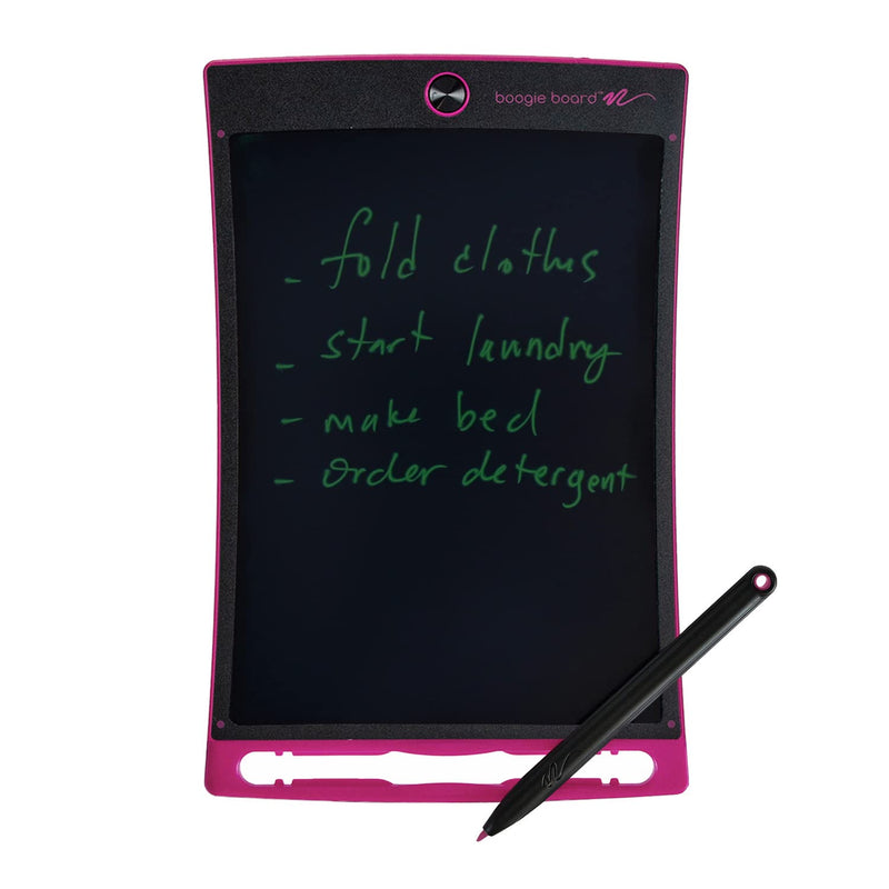 [Australia - AusPower] - Boogie Board Jot Reusable Writing Tablet with Nylon Protective Sleeve - Includes 8.5 in LCD Writing Tablet with Built in Magnets and Kickstand, Instant Erase, and Stylus Pen, Pink 