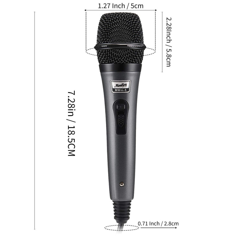 [Australia - AusPower] - Moukey Dynamic Microphone, Karaoke Microphone with 13 ft Cable, Metal Handheld Cardioid Wired Mic, Microphone for Singing/Stage/Christmas Party, Compatible w/Karaoke Machine/PA System/Amp/Mixer, Grey Gray 