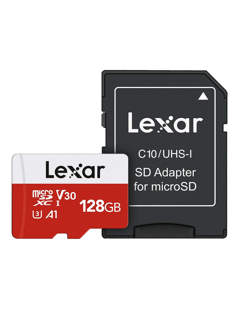 [Australia - AusPower] - Lexar 128GB Micro SD Card, microSDXC UHS-I Flash Memory Card with Adapter - Up to 100MB/s, A1, U3, Class10, V30, High Speed TF Card 