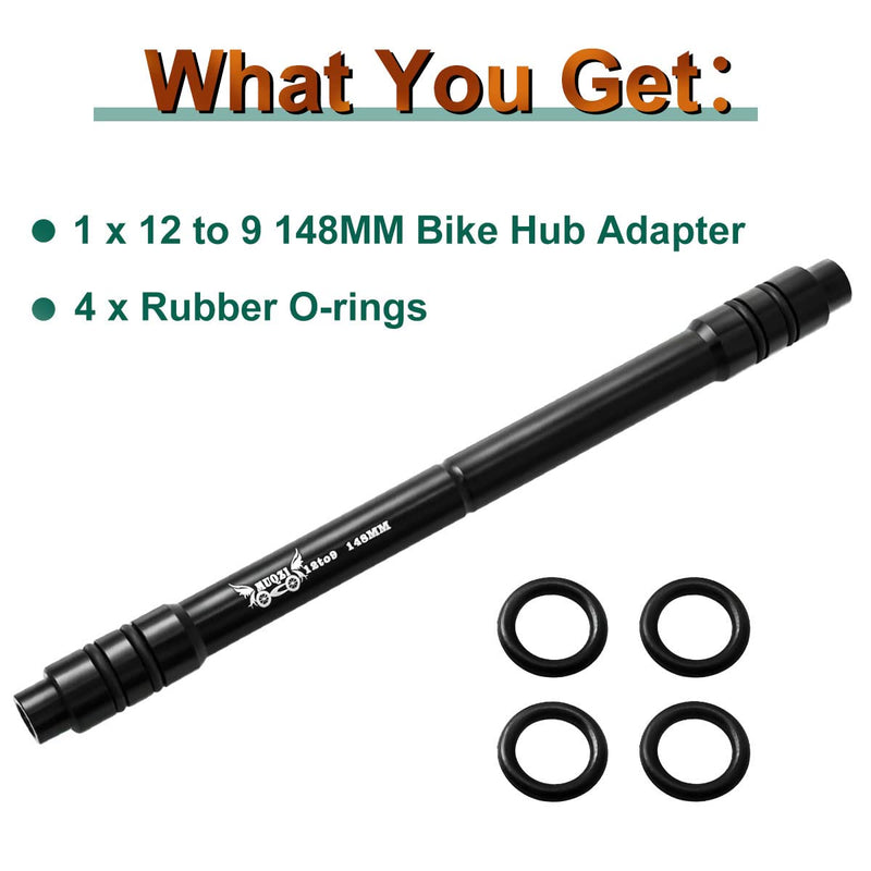 [Australia - AusPower] - MUQZI Bicycle QR Adapter 12/15 to 9mm Front Wheel Hub Adapter 100/135/142/148mm Thru Axle Hub Quick Release for Mountain Road Bike Black 12to9 100MM 