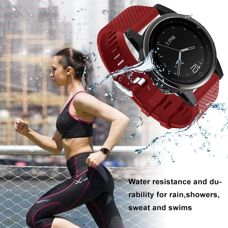[Australia - AusPower] - Songsier Watch Band for Fenix 5S Watch, Easy Fit 20mm Soft Silicone Replacement Watch Strap Sport Wristband Compatible with Fenix 5S/ Fenix 5S Plus/Fenix 6S/ Fenix 6S Pro/D2 Delta S Smartwatches Dark Red 