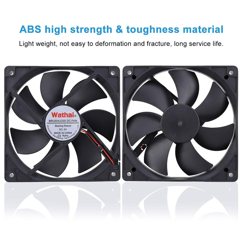 [Australia - AusPower] - 2 Packs Wathai 120mm x 25mm 120mm 5V USB Fan for Receiver AV cabint Game Console PC Laptop TV Box Projector Router Cooling 