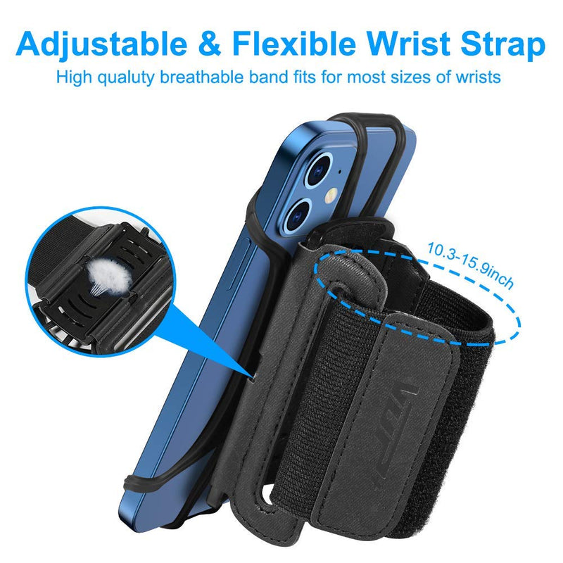 [Australia - AusPower] - VUP Wristband Phone Holder, 360° Rotatable Forearm Armband for iPhone 13/Pro Max/Pro/Mini/12/11/SE 2020/Xs/XR/X/8/7/Plus, Fits All 4-6.7 Inch Smartphones, Great for Hiking Biking Running (Black) Black 