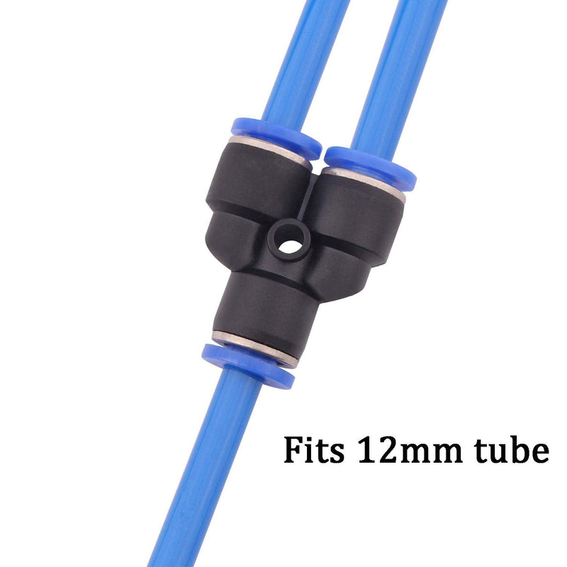 [Australia - AusPower] - 12mm Quick Fitting Set, Push to Connect Pipe Tube Fittings 15/32” Pneumatic Air line Connector 12Pcs (3 Straight, 2 Elbow, 3 Tee, 2 Splitter, 1 Hand Valve, 1 Cross) 