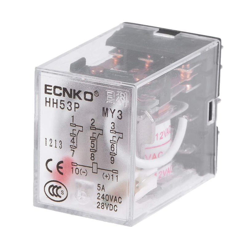 [Australia - AusPower] - uxcell HH53P AC12V Coil DPDT 11 Pins Red Light Electromagnetic Power Relay + Socket 