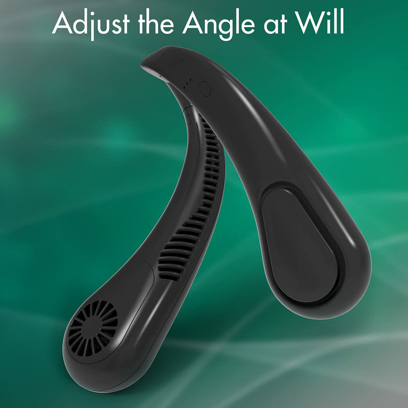 [Australia - AusPower] - Bladeless Neck Fan, 5000mAh Rechargeable Battery Powered, 3 Speeds, Angle Adjustable, Hand-free Neck Fan for Both Outdoor & Indoor Use, UL Certified, Black 