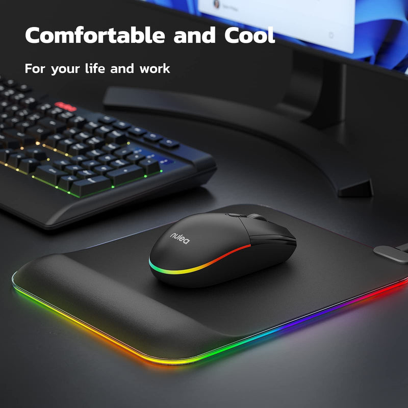[Australia - AusPower] - RGB Gaming Mouse Pad with Wrist Support, Ergonomic LED Mouse Pad with 14 Lighting Modes, Anti-Slip Rubber Base, Pain Relief Computer Mouse Pad for Gaming, Office, Home, 11 x 8.6 in, Black 