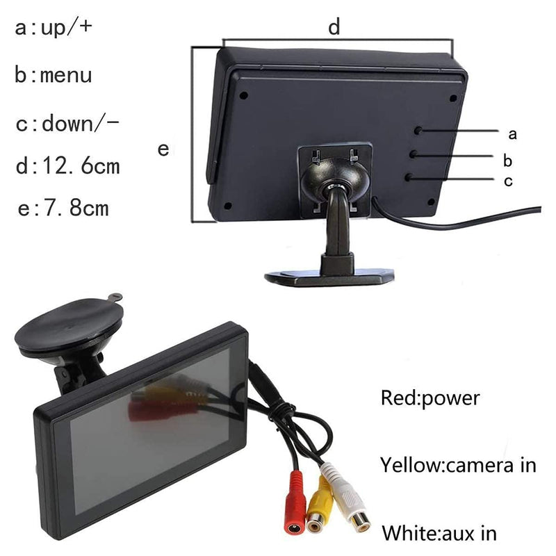 [Australia - AusPower] - Backup Camera 4.3 Inch HD 720P Car Backup Camera for Cars,Trucks,Pickups,Suvs Easy Installation Waterproof Night Vision 12 LED Rear Backup Camera One Power System Reverse/Continuous Use Grid Lines 