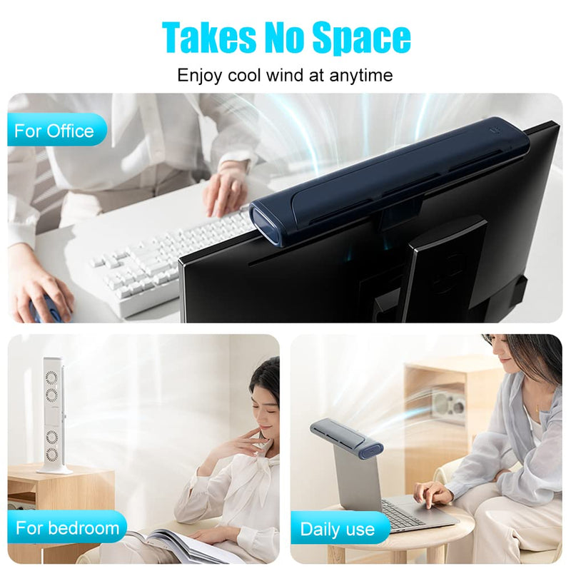 [Australia - AusPower] - NORMIA RITA Clip On Computer Fan, Bladeless Monitor Clip On Fan Personal Cooling Fan for Office, Quiet USB Desk Fan Small Tower Fan for Desk, Suitable for Flat and Curved Monitor, Laptop Navy 