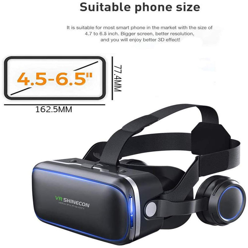 [Australia - AusPower] - VR SHINECON Virtual Reality VR Headset 3D Glasses Headset Helmets VR Goggles for TV, Movies & Video Games Compatible iOS, Android &Support 4.7-6.53 inch with Remote Control 