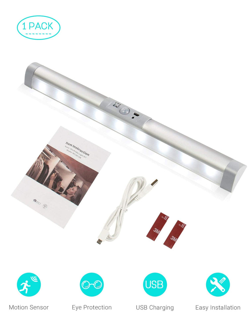 [Australia - AusPower] - Automatic Motion Sensor Lighting with Eye-Protection Design Closet Light, Germany Osram LED for Wireless Lighting Pantry Light, Rechargeable Night Lighting for Cabinet Light(80Lumen, 6000k 80+CRI)) 1 Pack 