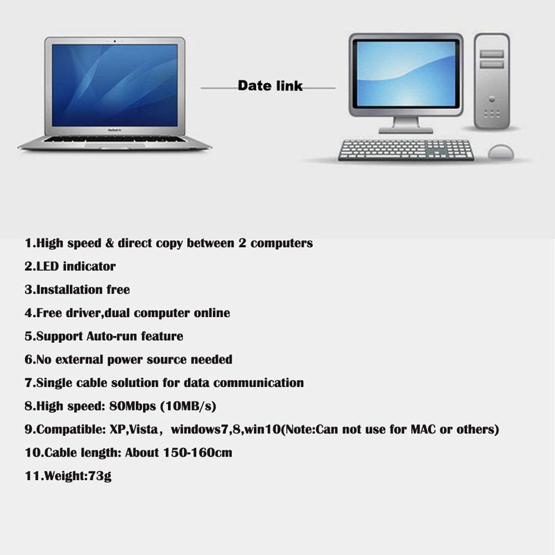 [Australia - AusPower] - Unifire High Speed USB Pc to Pc Online Share Sync Link Net Direct Data File Transfer Bridge LED Cable Easy Copy Between 2 Computer 