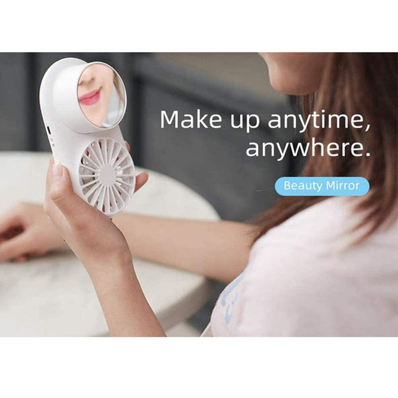 [Australia - AusPower] - Oluote Portable Misting Mini USB Fan, Personal Fan with Spray Humidification & Makeup Mirror, 2 Levels Speed, Quiet Air Conditione for Home Office Outdoor Travel 