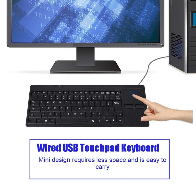 [Australia - AusPower] - MC-818 82 Keys USB Keyboard Wired Keyboard Built-in Touchpad USB HUB Port Mechanical Button Structure Ergonomic Keyboard Mute Ultra-Thin Keyboard for Notebook/Desk, Black 