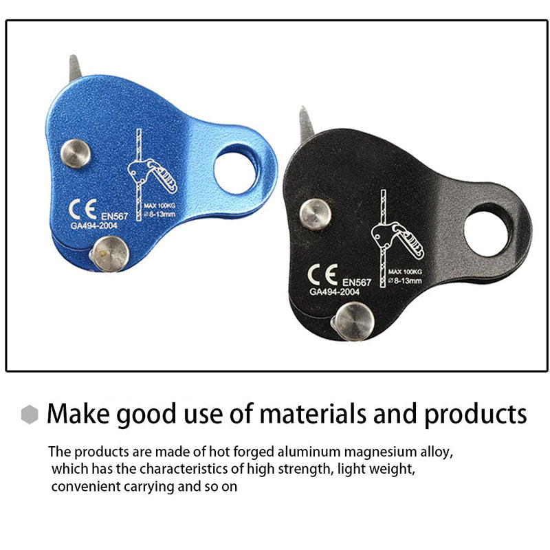 [Australia - AusPower] - QKDS Climbing Rope Grab, High Strength Self Locking Safety Protective, Climbing Ascender Fall Protection Belay Device Climbing Rope Grip Clamp for Rock Climbing Mountaineering(Black), free size Black 
