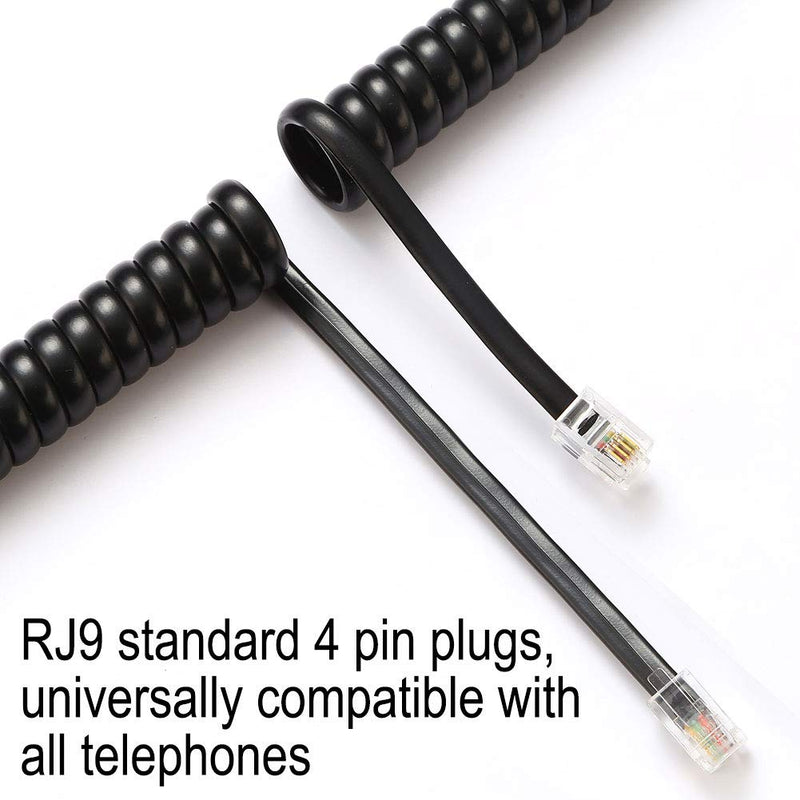[Australia - AusPower] - Telephone Cord, Phone Cord,Handset Cord, Black, 2 Pack, Universally Compatible 