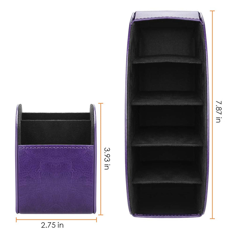 [Australia - AusPower] - SITHON Remote Control Holder with 5 Compartments - PU Leather Remote Caddy Desktop Organizer Store TV, DVD, Blu-Ray, Media Player, Heater Controllers, Purple Small 