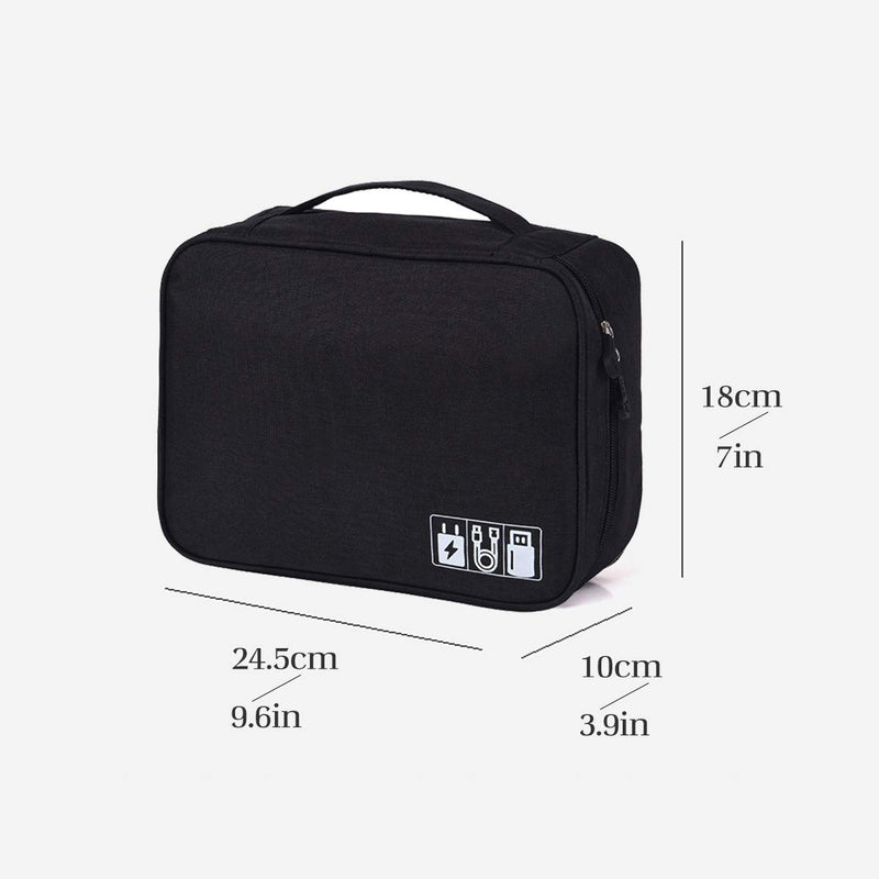 [Australia - AusPower] - Electronics Organizer, OrgaWise Electronic Accessories Bag Travel Cable Organizer Three-Layer for iPad Mini, Kindle, Hard Drives, Cables, Chargers (Two-Layer-Black) Two-Layer-Black 