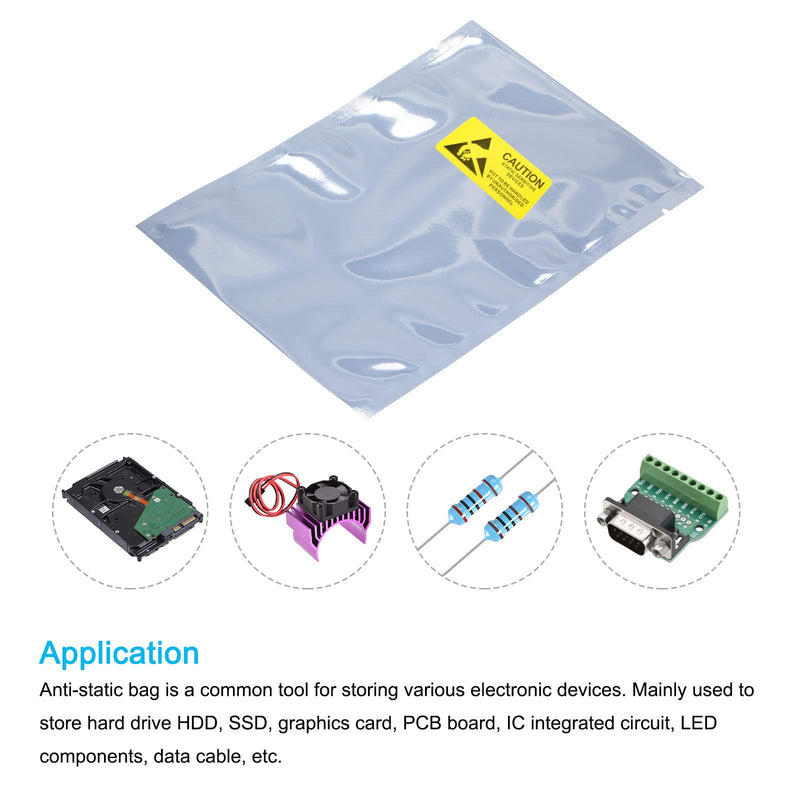 [Australia - AusPower] - MECCANIXITY Anti Static Bags Shielding Bag 25pcs 4.3x6inch(11x15cm) Open Top with Labels for Hard Drive HDD SSD 