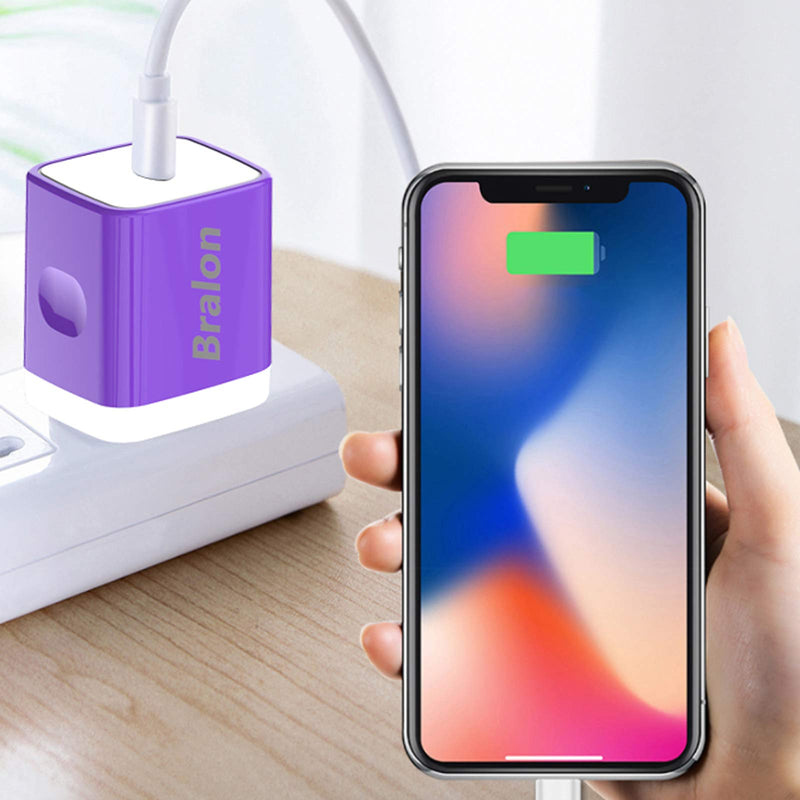 [Australia - AusPower] - USB C Charger,Bralon 2-Pack Mini 20W PD Fast Wall Charger Compatible with iPhone 12/12 Pro(Max)/12 mini/11/11 Pro/Xs/Max/XR/X/8,Pixel 3/2/XL,Galaxy Note S10/S9/S8 and More 2-Violet 