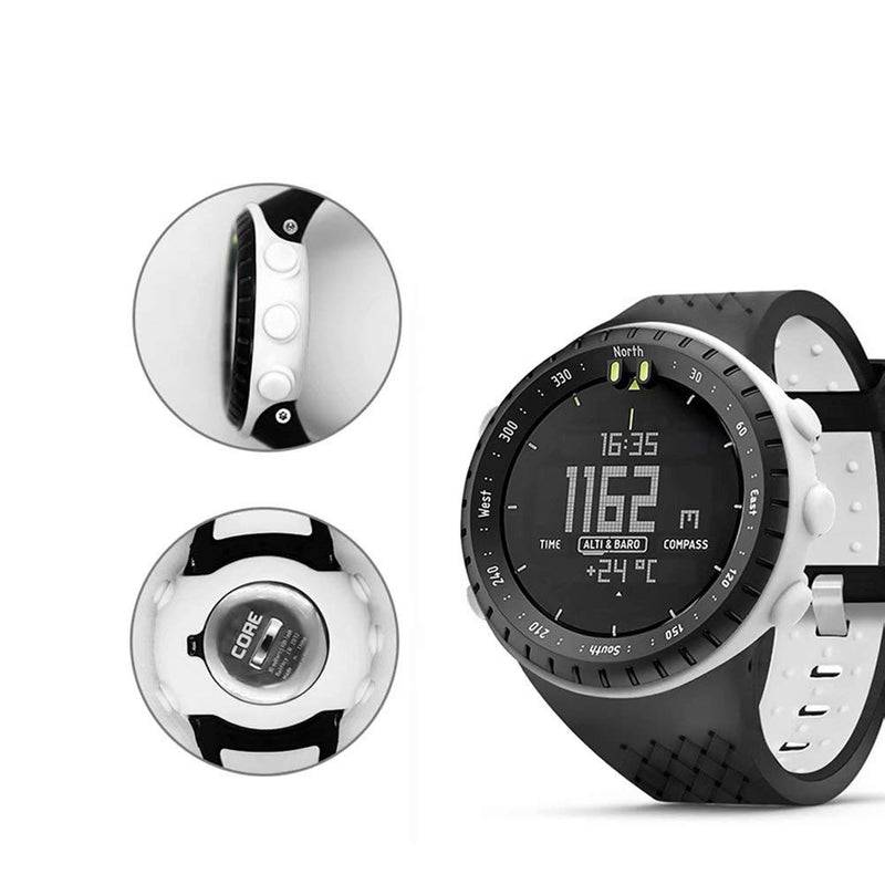 [Australia - AusPower] - T-BLUER Watch Band Compatible for Suunto Core,Silicone Replacement Strap Bracelet Accessory and Full Cover Protector Case for Suunto Core Smart Watch Black White 