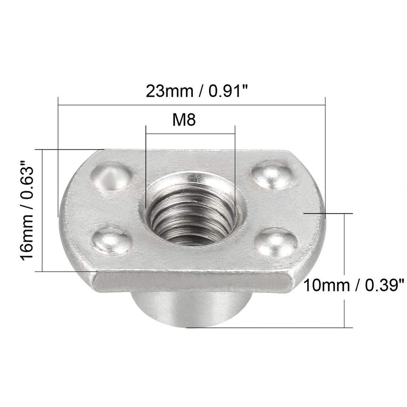 [Australia - AusPower] - uxcell Weld Nuts,M8 Tab Base UNC Carbon Steel Machine Screw 4 Projection Silver 25Pcs 