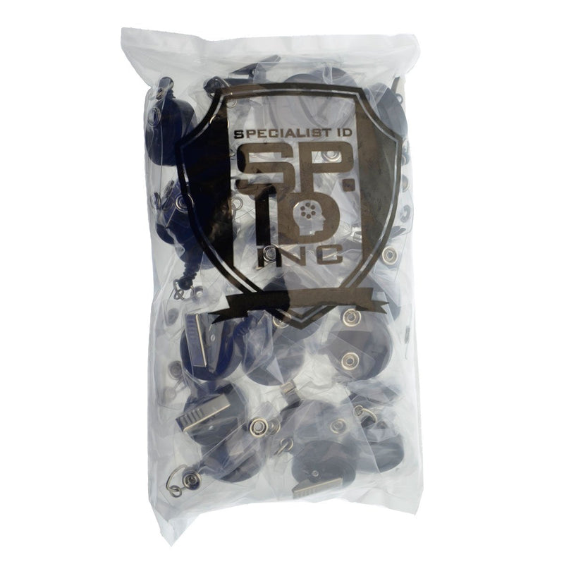 [Australia - AusPower] - 25 Pack - Bulk Premium Black Retractable Badge Reels with Alligator Swivel Clip & Vinyl Card Holder Strap by Specialist ID - Bulk Premium Black Retractable Name Badge Reels with Alligator Swivel Clip 25 Pack 