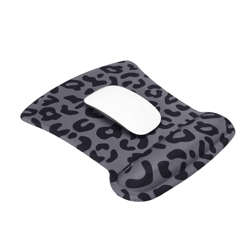 [Australia - AusPower] - MOSISO Wrist Rest Support for Mouse Pad&Keyboard Set, Leopard Grain Ergonomic Mousepad&Coaster Non-Slip Base Home/Office Pain Relief&Easy Typing Cushion with Neoprene Cloth&Raised Memory Foam, Black 