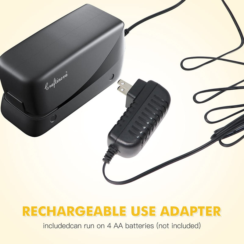 [Australia - AusPower] - Craftinova Electric Stapler, 25 Sheet Capacity,Including 2000 Staples ，Jam Free Stapler，Professional and Home Office Stapler，Battery not Included，AC or Battery Powered.（Black） Black 